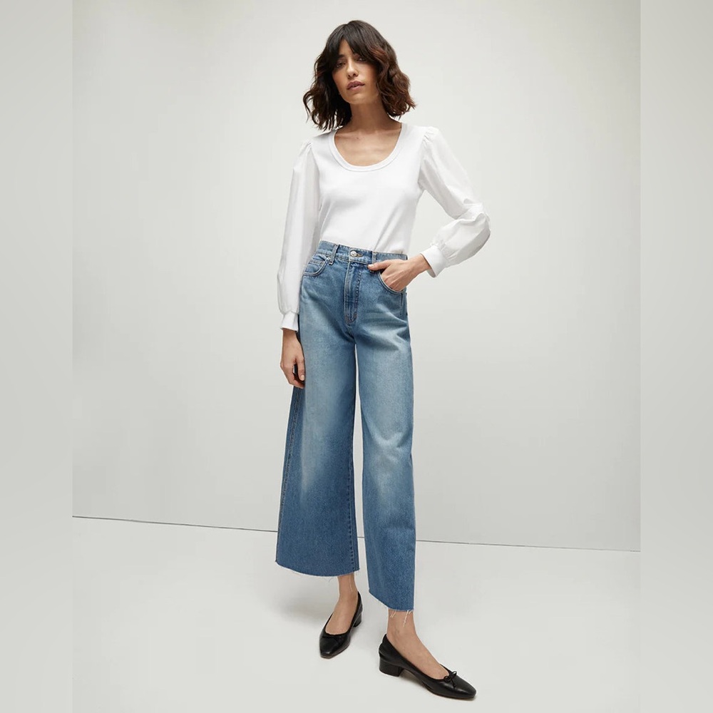 Veronica Beard Anabel Puff-Sleeve Top - Small
